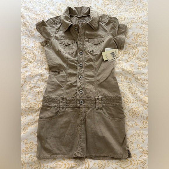 Guess Tan Puff Sleeve Mini Dress - Picture 1 of 3